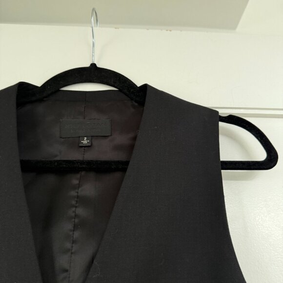 Nili Lotan Tuxedo Vest Black Virgin Wool V-Neck Button-Up Sz 2 - Picture 6 of 8